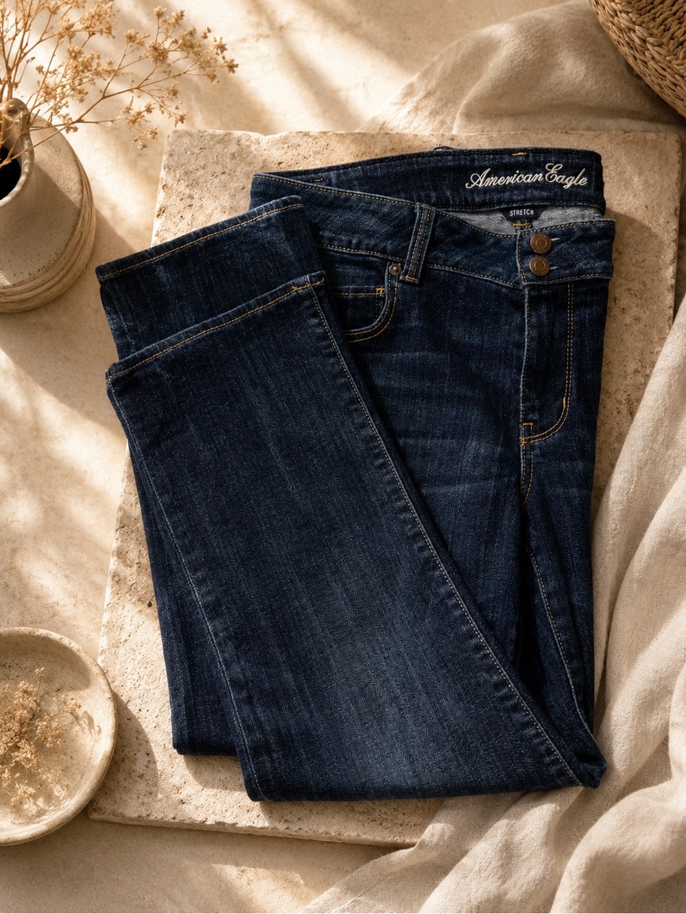 Artist American Eagle Women's Skinny Jeans in Dark Blue Denim| 14
